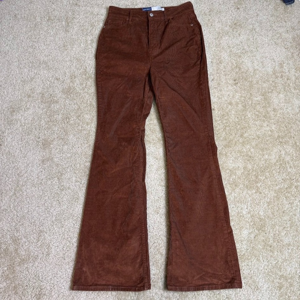 Old Navy Women Pants 6 Brown Corduroy Flare Higher High Rise 28x31